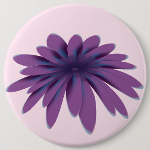 Bóton Redondo 15.24cm Ilustração de Flor de Margarida Roxa Botânica Fl