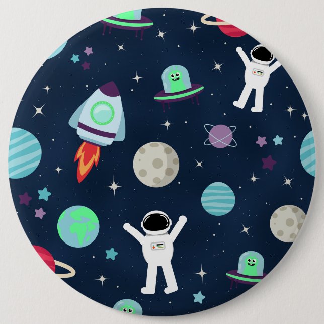 Bóton Redondo 15.24cm ilustração de padrão espacial (Frente)