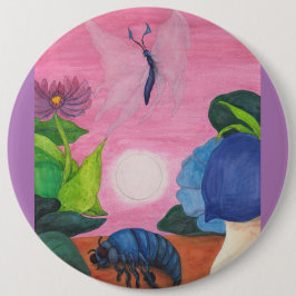 Bóton Redondo 15.24cm Ilustração de Transformação de Borboleta de Inseto