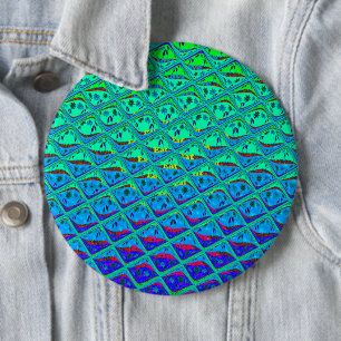 Bóton Redondo 15.24cm Impressão de Arte de Motif Azul Italiano