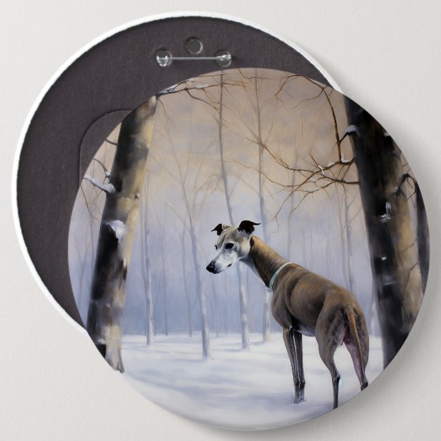 Bóton Redondo 15.24cm Italian Greyhound Deixe Nevar Natal (Frente & Verso)
