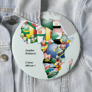 Bóton Redondo 15.24cm Jambo Habari África! Eu amo a África