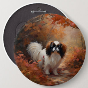 Bóton Redondo 15.24cm Japanese Chin no Outono Folhas Caem Inspiram