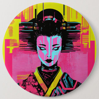 Bóton Redondo 15.24cm Japanese samurai woman