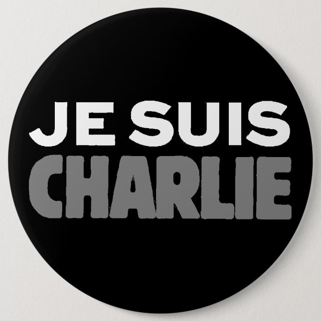 Bóton Redondo 15.24cm Je Suis Charlie - eu sou preto de Charlie (Frente)