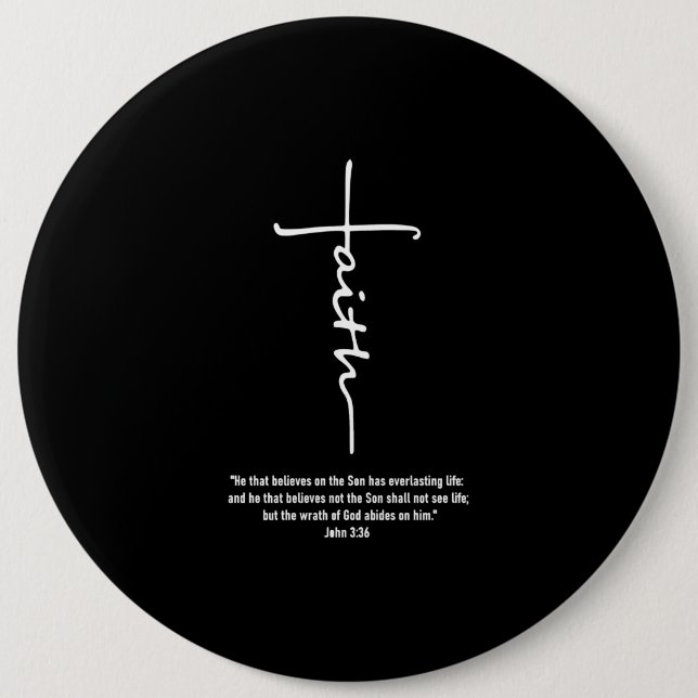 Bóton Redondo 15.24cm Jesus ama| Faith Cross Christian Jesus Faith Deus (Frente)