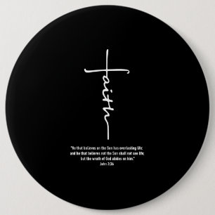 Bóton Redondo 15.24cm Jesus ama Faith Cross Christian Jesus Faith Deus
