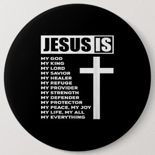 Bóton Redondo 15.24cm Jesus ama Jesus É Meu Deus Meu Rei Meu Tudo