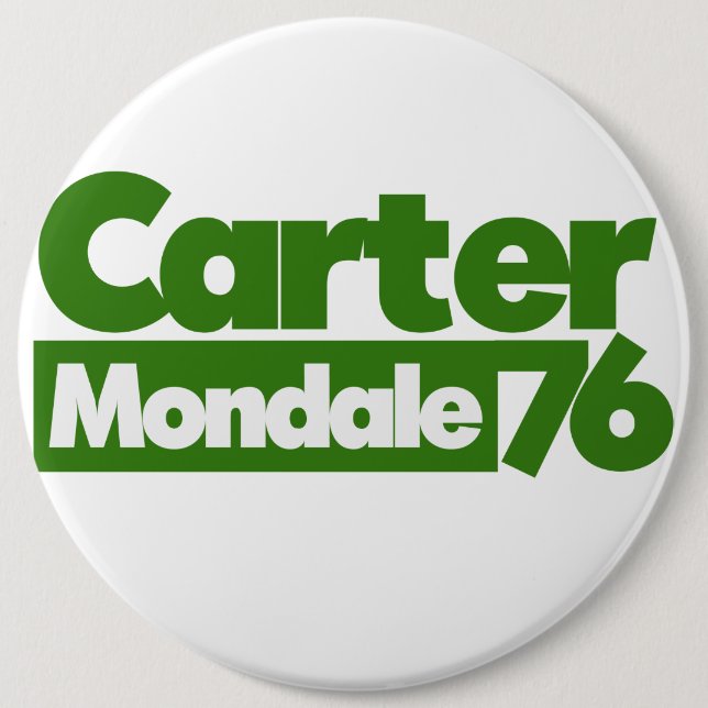 Bóton Redondo 15.24cm Jimmy Carter 76 Carter Mondale retro Politics (Frente)
