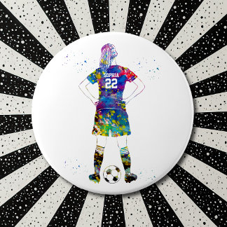 Bóton Redondo 15.24cm Jogadora de Futebol Feminino