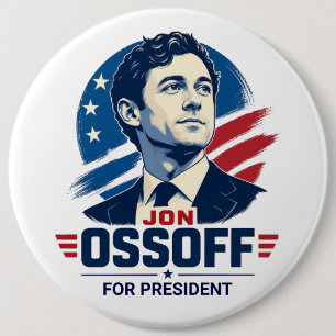 Bóton Redondo 15.24cm Jon Ossoff Presidente 2028 Tamanho-Familiar