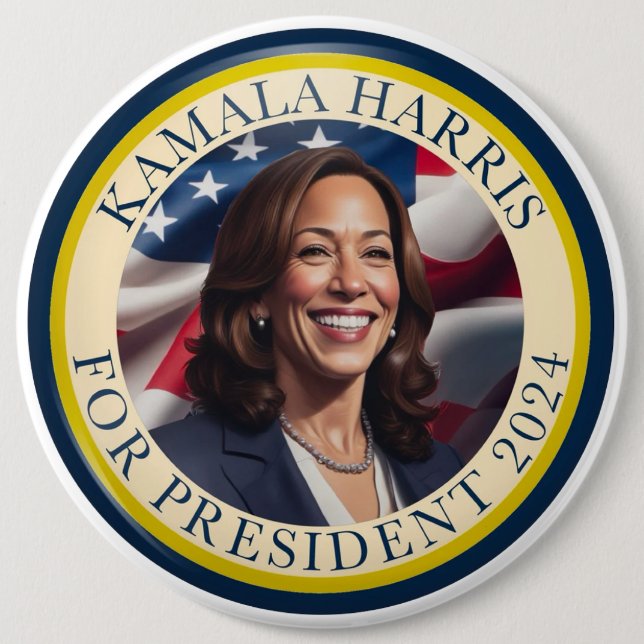 Bóton Redondo 15.24cm Kamala Harris 2024 (Frente)