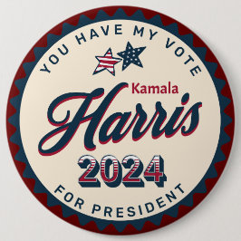 Bóton Redondo 15.24cm Kamala Harris 2024 | Tem o meu voto "Jumbo"