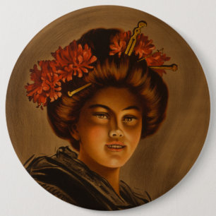 Bóton Redondo 15.24cm Karama: Atriz japonesa Romance Geisha