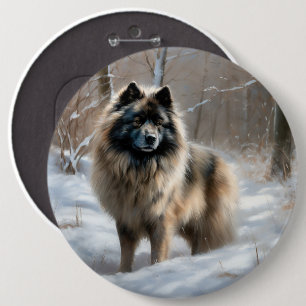 Bóton Redondo 15.24cm Keeshond Deixe-o nevar no Natal