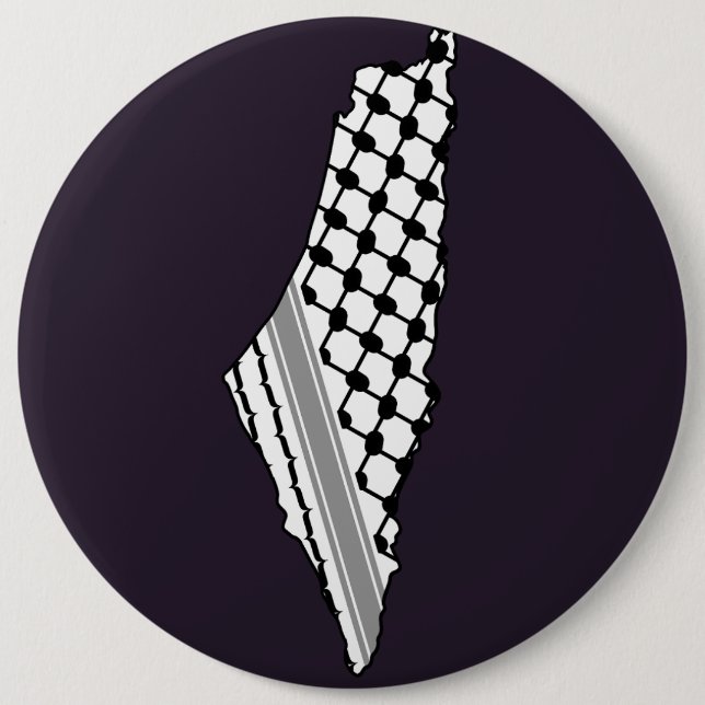 Bóton Redondo 15.24cm Keffiyeh palestino, mapa livre da Palestina Kufiya (Frente)