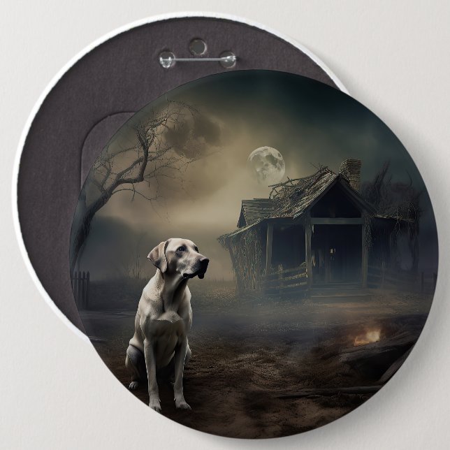 Bóton Redondo 15.24cm Labrador Halloween Assustador (Frente & Verso)