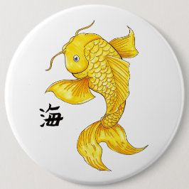 Bóton Redondo 15.24cm Legal tatuagem japonesa Dourada de carpa de peixe 