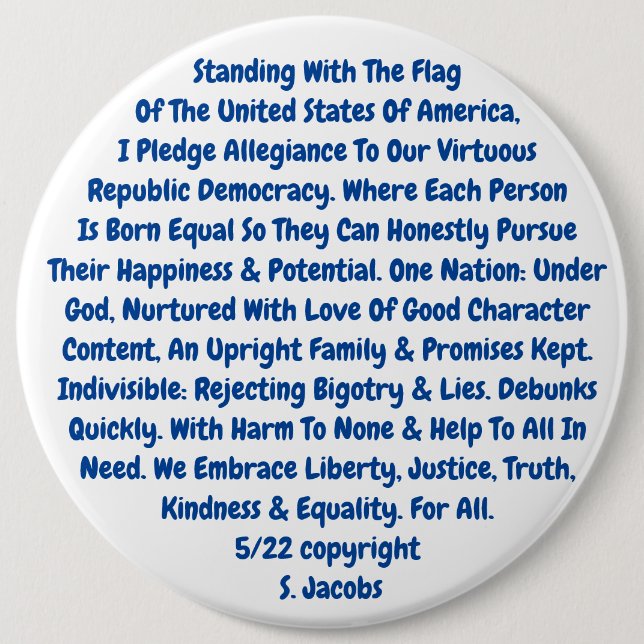 Bóton Redondo 15.24cm Lembrete Do Botão Para Viver Nossos Valores Sagrad (Frente)