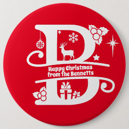 Bóton Redondo 15.24cm Letra B Monograma Nome da Família Inicial Saudação