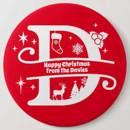 Bóton Redondo 15.24cm Letra D Monograma Nome da Família Inicial Saudação