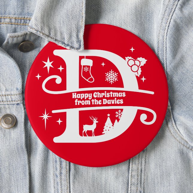 Bóton Redondo 15.24cm Letra D Monograma Nome da Família Inicial Saudação (In Situ)