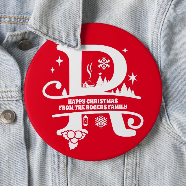 Bóton Redondo 15.24cm Letra R Monograma Nome da Família Inicial Saudação (In Situ)