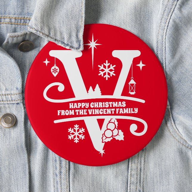 Bóton Redondo 15.24cm Letra V Monograma Nome da Família Inicial Saudação (In Situ)