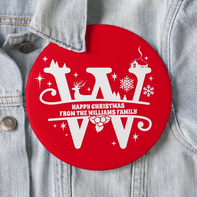 Bóton Redondo 15.24cm Letra W Monograma Nome da Família Inicial Saudação (In Situ)