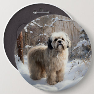 Bóton Redondo 15.24cm Lhasa Apso Deixe Nevar Natal