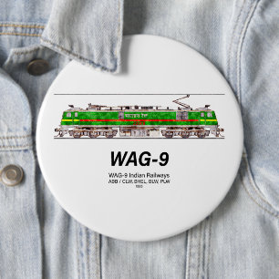 Bóton Redondo 15.24cm Locomotiva WAG-9. Caminho de ferro da Índia