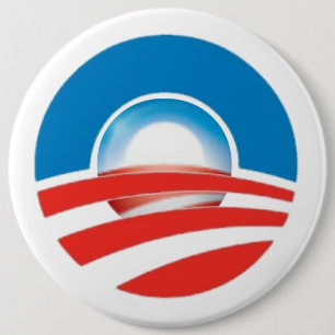 Bóton Redondo 15.24cm Logotipo do nascer do sol 3D de Obama dentro do