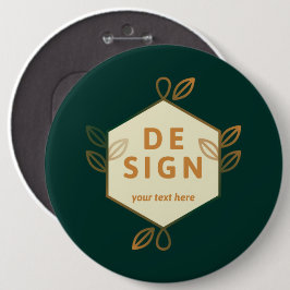 Bóton Redondo 15.24cm logotipo hexagonal creme decorativo em um verde es