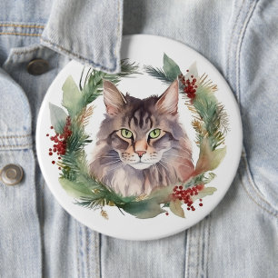 Bóton Redondo 15.24cm Maine Coon Cat Wreath Festivo Kitten