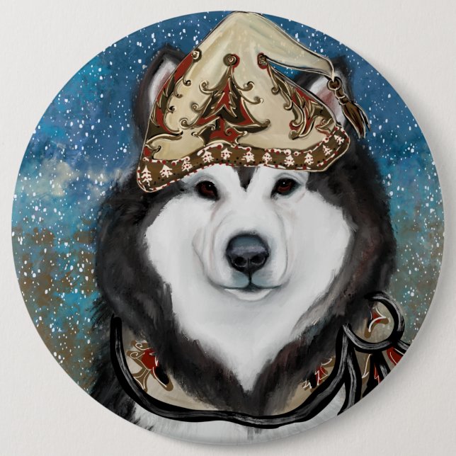 Bóton Redondo 15.24cm Malamute do Alasca (Frente)