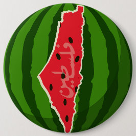 Bóton Redondo 15.24cm Mapa da Bandeira da Melancia Palestina. Palestinos