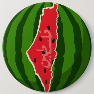 Bóton Redondo 15.24cm Mapa da Bandeira da Melancia Palestina. Palestinos
