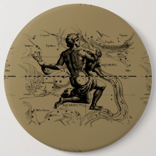 Bóton Redondo 15.24cm Mapa Hevelius 1690 da constelação do Aquário no