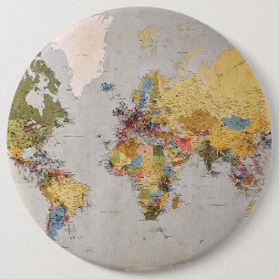 Bóton Redondo 15.24cm mapa mundial