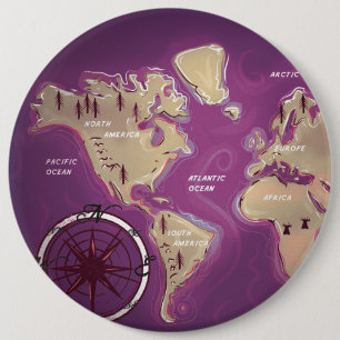 Bóton Redondo 15.24cm Mapa Mundial