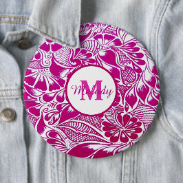 Bóton Redondo 15.24cm mehndi henna, floral rosa-elegante moderno