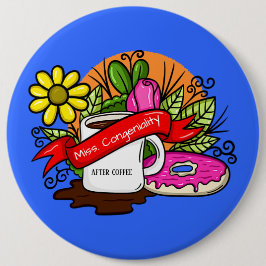 Bóton Redondo 15.24cm Menina Congenialidade Tatuagem Colorida Café e Ros