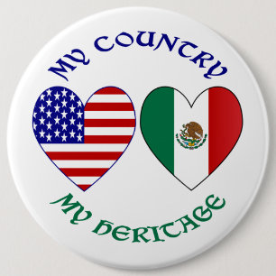 Bóton Redondo 15.24cm México Bandeira EUA Bandeira Meu País Meu Patrimôn