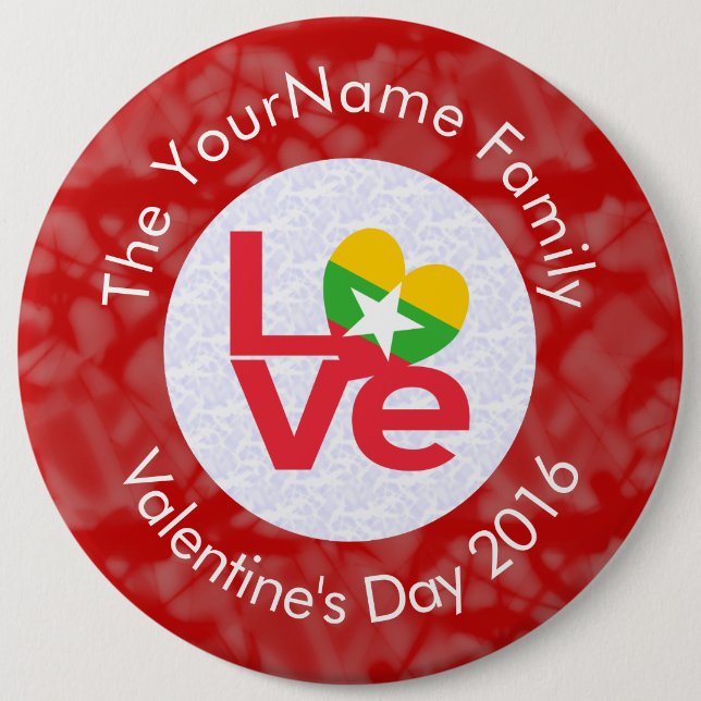 Bóton Redondo 15.24cm Mianmar Sinalizador birmanês Heart LOVE (Frente)