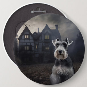 Bóton Redondo 15.24cm Miniature Schnauzer Halloween Assustador