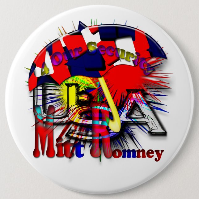 Bóton Redondo 15.24cm Mitt Romney 2012 (Frente)