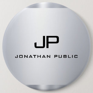 Bóton Redondo 15.24cm Modelo de aspecto metálico Faux Silver Monogramas