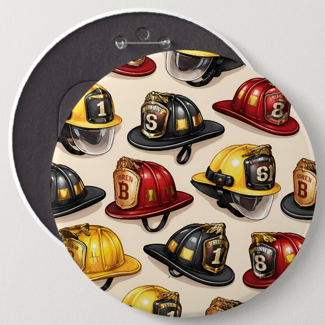 Bóton Redondo 15.24cm Modelo de capacete de bombeiro departamento da est (Frente & Verso)