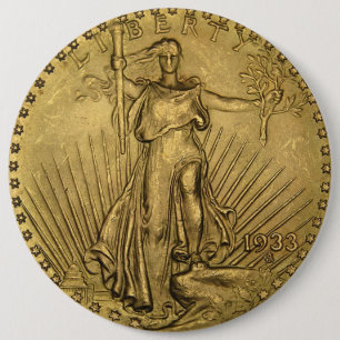 Bóton Redondo 15.24cm Moeda Dourada de Águia Dupla 1933