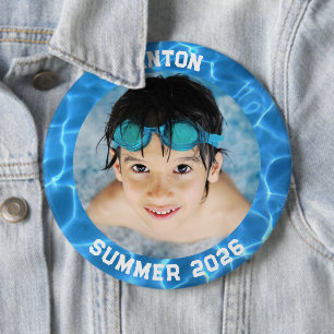 Bóton Redondo 15.24cm Moldura de Piscina Azul Água de Foto Esportiva